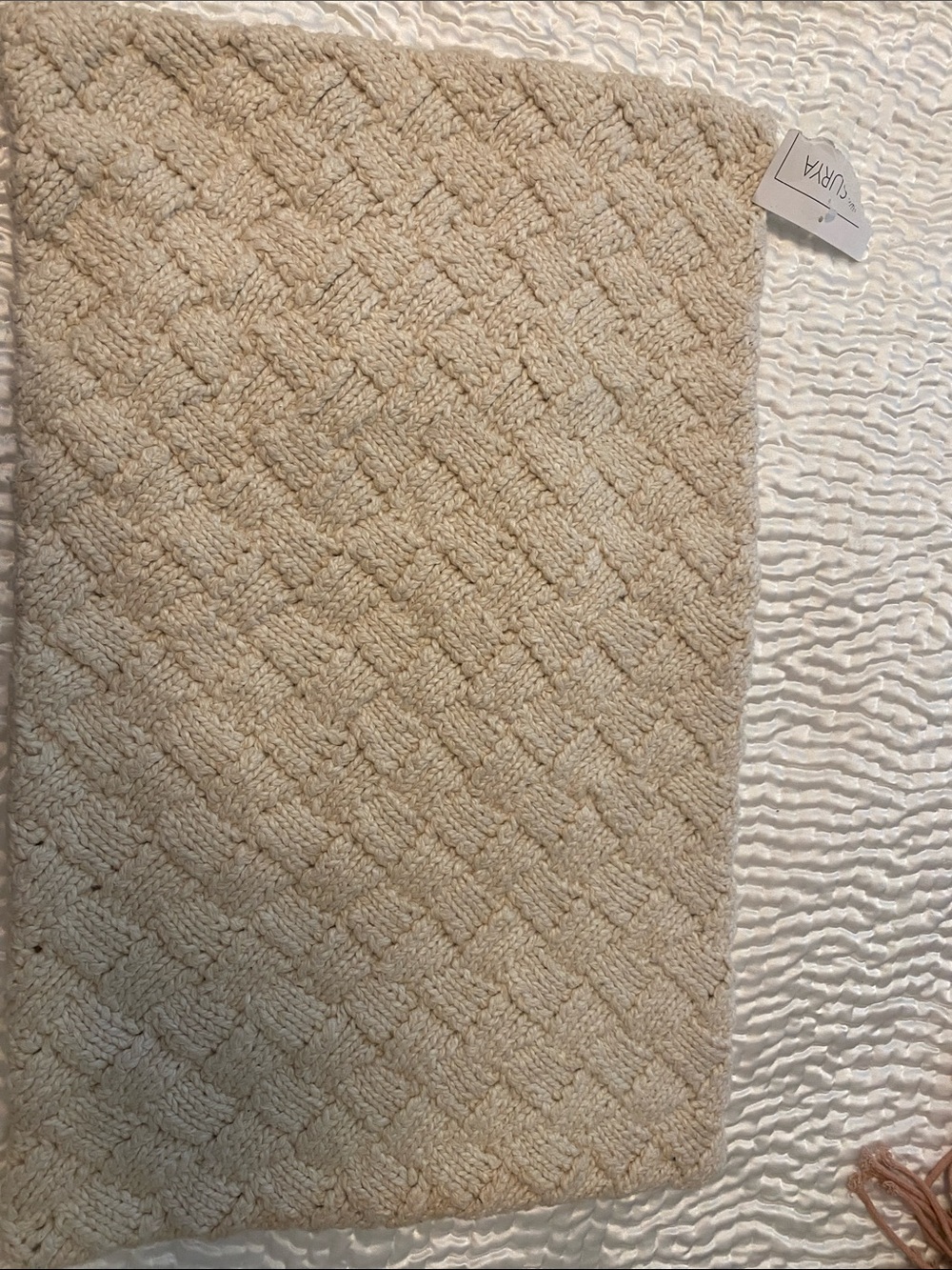 Cream Textured Basketweave Accent Pillow Cover